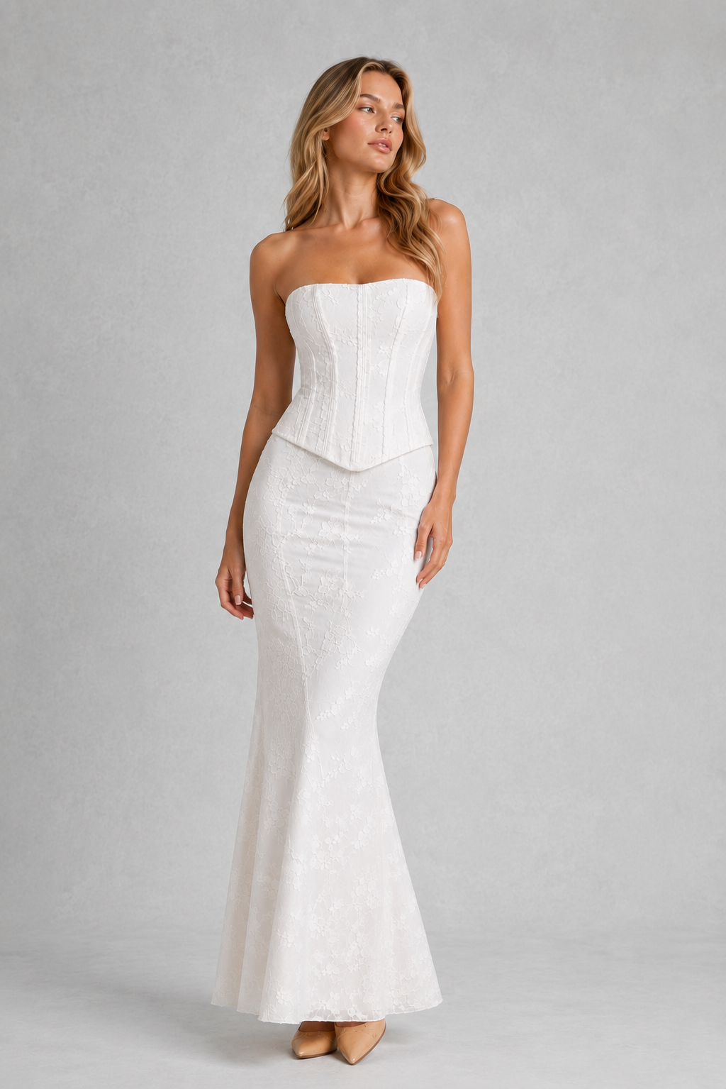 Women’s Corset Waist Gown with Embroidery –By Hayley