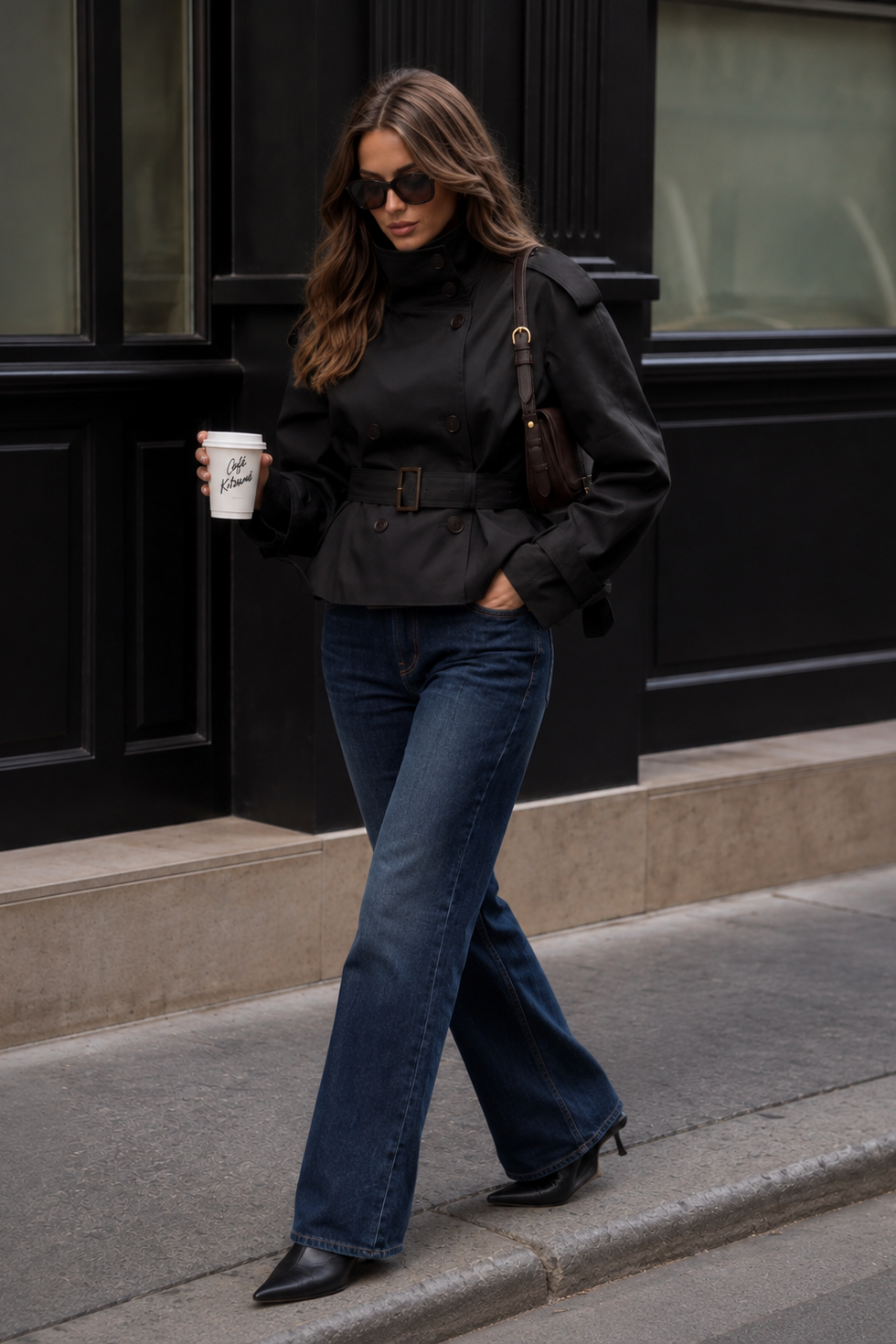 Women’s Cropped Trench Coat with Tailored Silhouette for Casual & Smart Wear