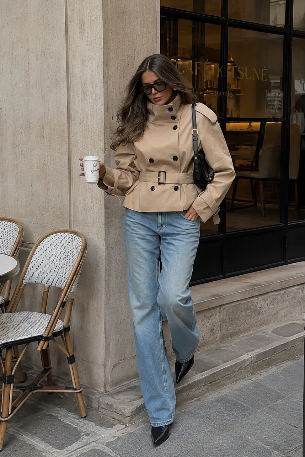 Women’s Cropped Trench Coat with Tailored Silhouette for Casual & Smart Wear