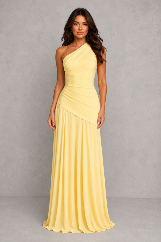 Women’s Draped Chiffon Gown with Lace-Up Back - By Hayley