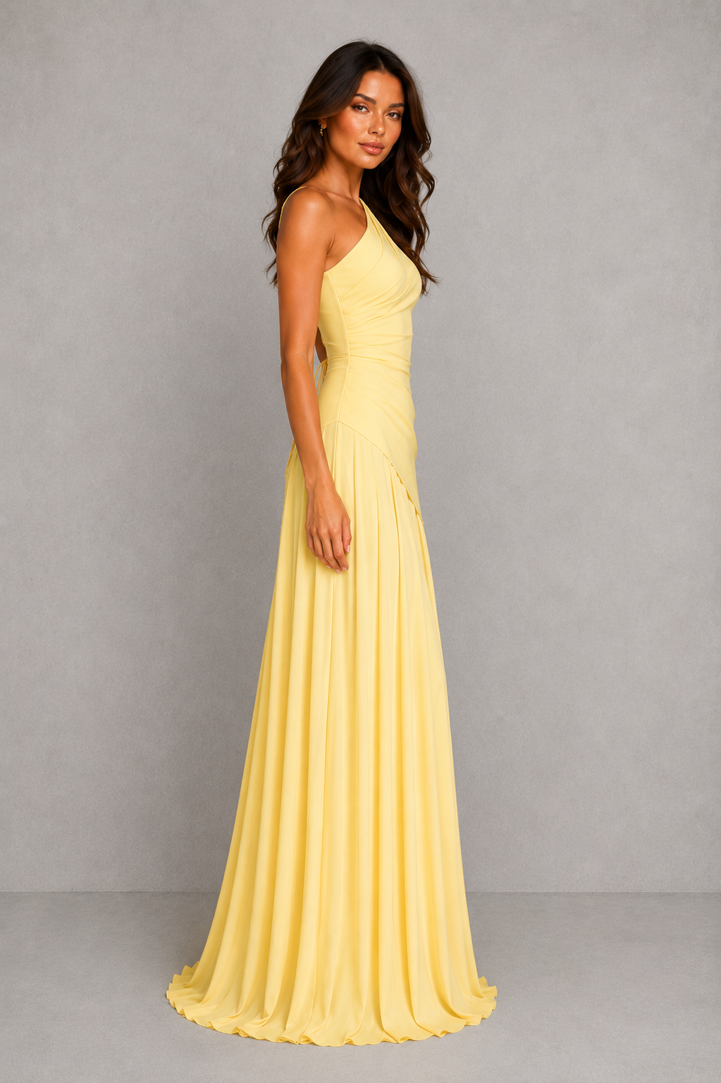 Women’s Draped Chiffon Gown with Lace-Up Back - By Hayley