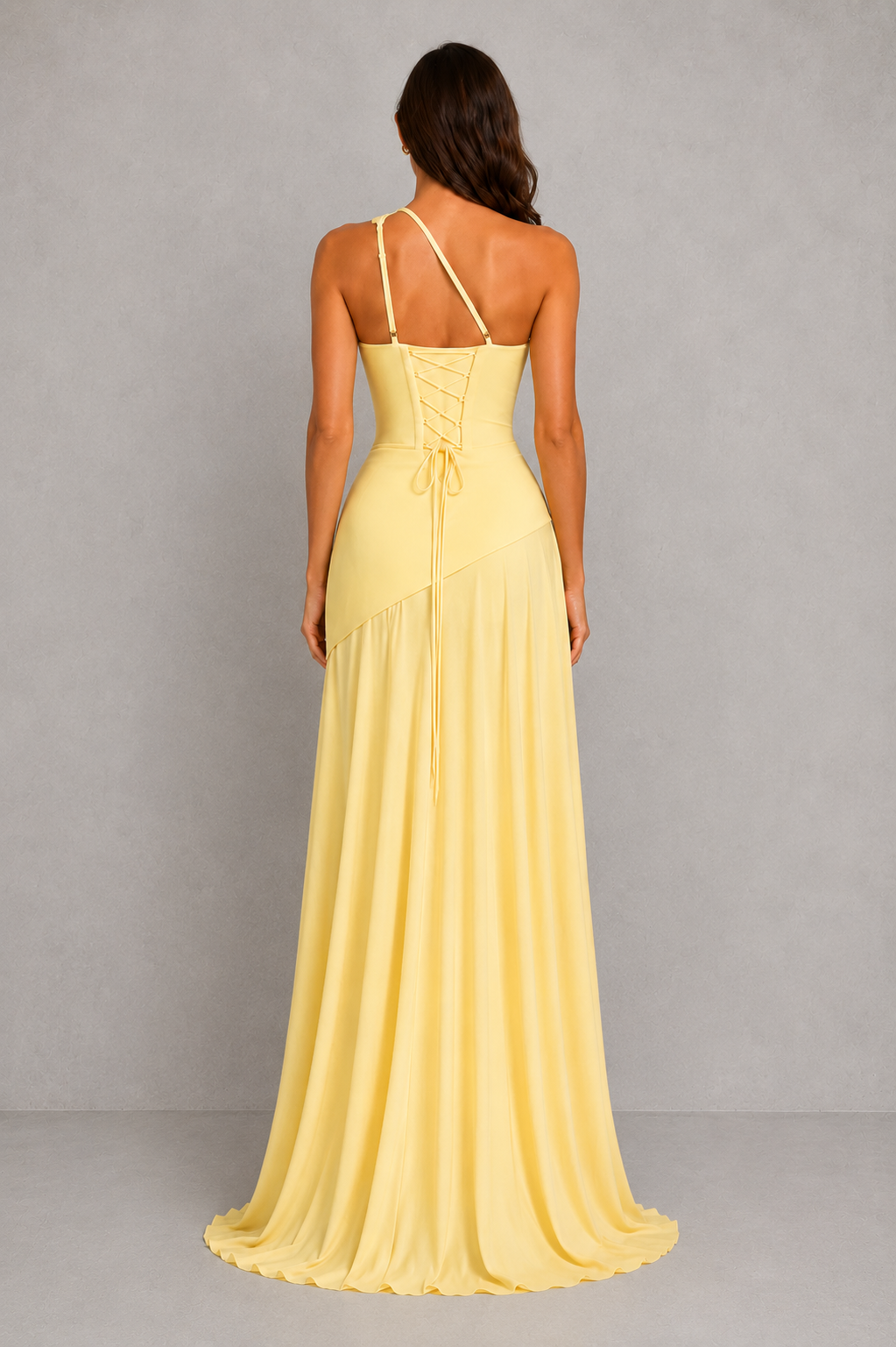 Women’s Draped Chiffon Gown with Lace-Up Back - By Hayley