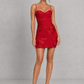 Women’s Floral Appliqué Bodycon Mini Dress with Corset Bodice