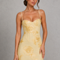 Women’s Floral Appliqué Bodycon Mini Dress with Corset Bodice