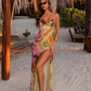 Women’s Floral Beaded Maxi Dress with Cowl Neck for Formal & Evening Wear