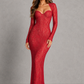 Women’s Floral Lace Maxi Dress with Long Sleeves for Formal & Evening Wear