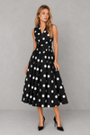 Women’s Full Skirt Polka Dot Midi Dress – By Hayley