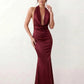 Shop the Women's Georgina Satin Cowl Neck Halter Maxi Dress. Featuring glossy satin, a draped halter neckline, open tie-back design, and a flattering mermaid silhouette, this elegant floor-length gown is perfect for weddings, black-tie events, proms, galas, and special occasions.