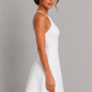 Women’s High Neck Bubble Mini Dress with Crossover Back Straps