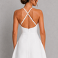 Women’s High Neck Bubble Mini Dress with Crossover Back Straps