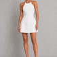 Women’s High Neck Bubble Mini Dress with Crossover Back Straps