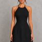 Women’s High Neck Bubble Mini Dress with Crossover Back Straps