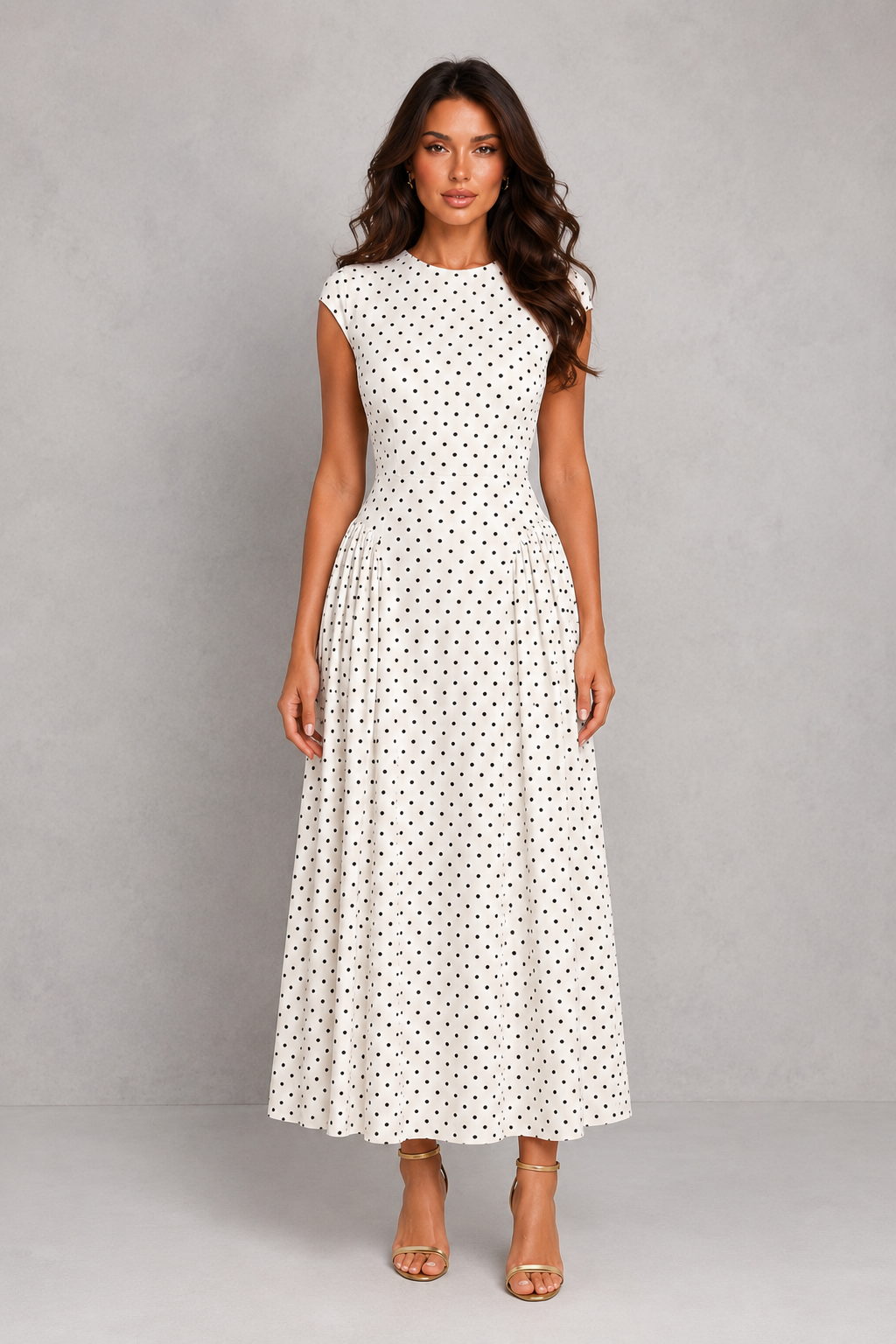 Women’s High Neck Polka Dot Maxi Dress - By Hayley