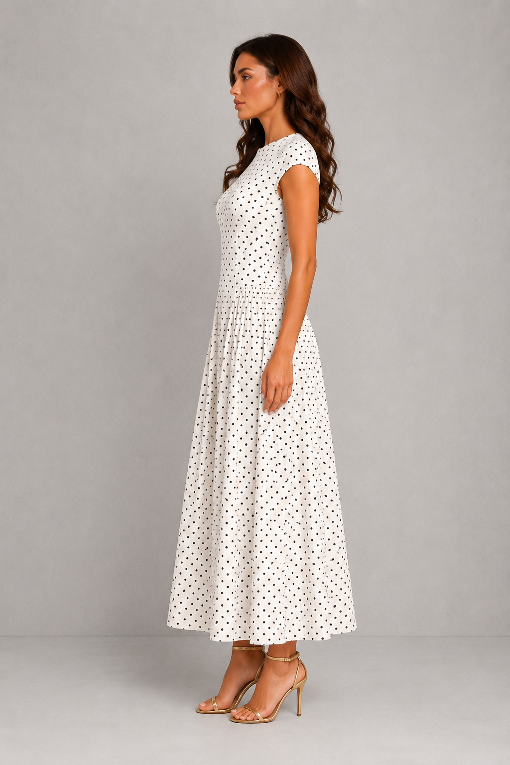 Women’s High Neck Polka Dot Maxi Dress - By Hayley
