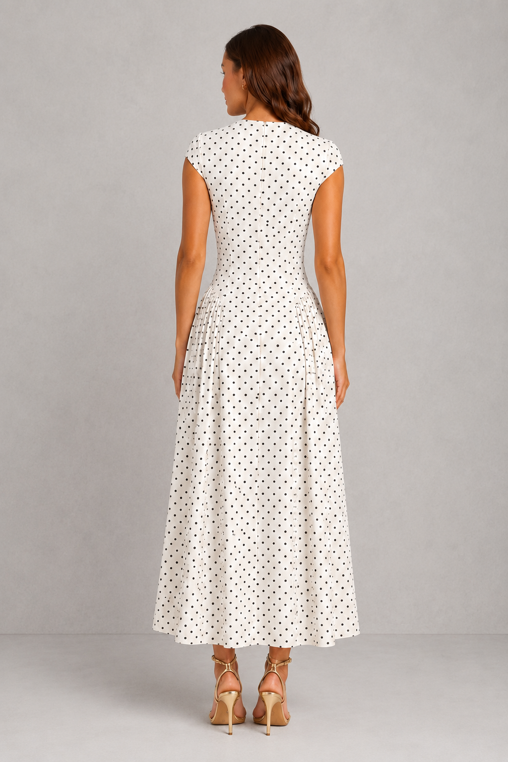 Women’s High Neck Polka Dot Maxi Dress - By Hayley