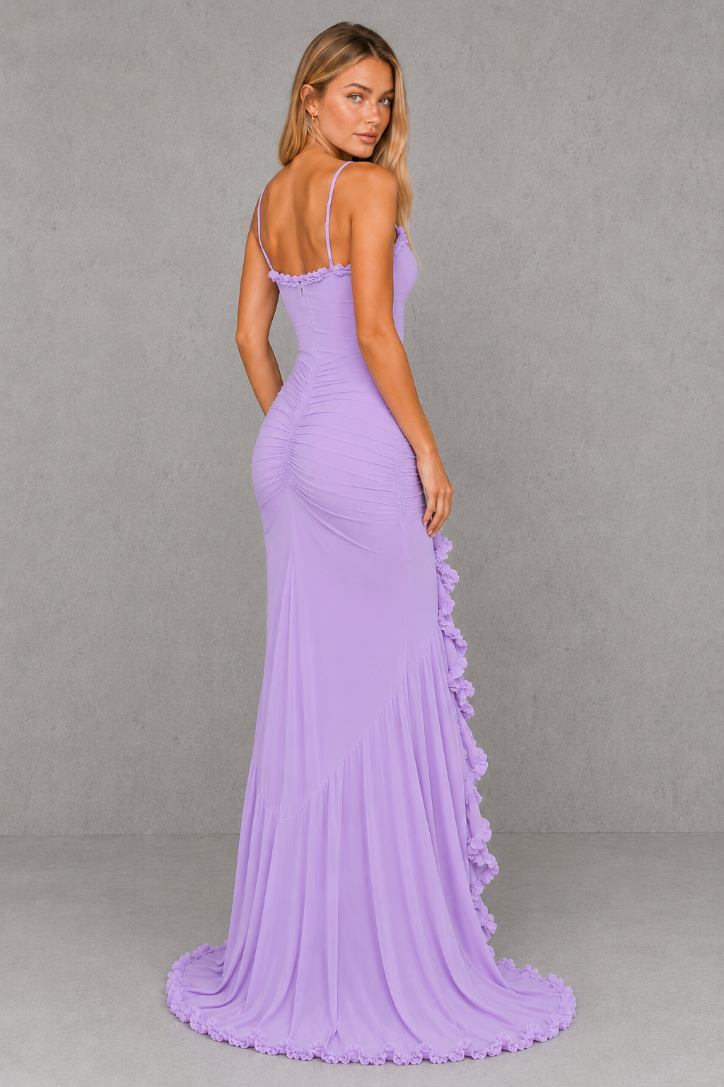 Women’s High Split Ruffle Maxi Dress – By Hayley