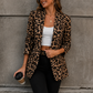Women’s Leopard Print Blazer with Lapel Collar