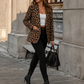 Women’s Leopard Print Blazer with Lapel Collar