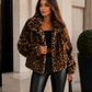Women’s Leopard Print Faux Fur Cropped Jacket for Winter & Statement Casual Wear