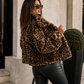 Women’s Leopard Print Faux Fur Cropped Jacket for Winter & Statement Casual Wear