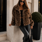 Women’s Leopard Print Faux Fur Cropped Jacket for Winter & Statement Casual Wear