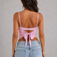 Women’s Linen Blend Lace Bralette Tie-Back Top