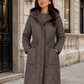 Women’s Long Quilted Puffer Coat with Faux Fur Collar for Winter & Cold Weather Wear
