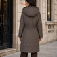 Women’s Long Quilted Puffer Coat with Faux Fur Collar for Winter & Cold Weather Wear