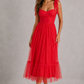Women’s Mesh A-Line Maxi Gown with Flounce Hem for Formal & Evening Wear