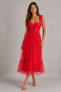 Women’s Mesh A-Line Maxi Gown with Flounce Hem for Formal & Evening Wear