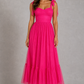 Women’s Mesh A-Line Maxi Gown with Flounce Hem for Formal & Evening Wear