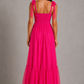 Women’s Mesh A-Line Maxi Gown with Flounce Hem for Formal & Evening Wear
