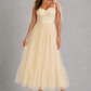 Women’s Mesh A-Line Maxi Gown with Flounce Hem for Formal & Evening Wear