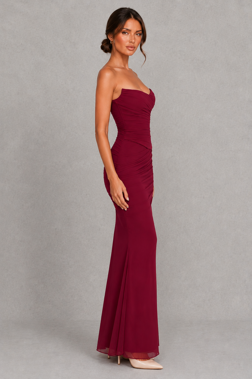 Women’s Mesh Corset Top with Draped Bust & Detachable Scarf for Party & Evening Wear