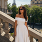 Women’s Off-Shoulder Pleated Midi Dress for Cocktail & Occasion Wear