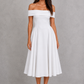 Women’s Off-Shoulder Pleated Midi Dress for Cocktail & Occasion Wear