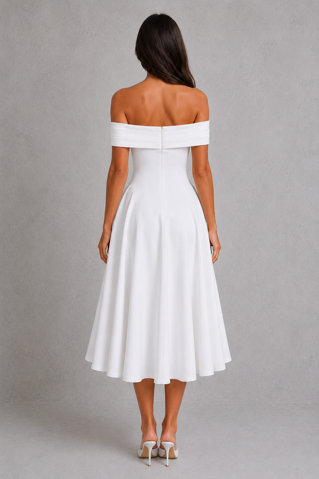 Women’s Off-Shoulder Pleated Midi Dress for Cocktail & Occasion Wear