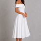 Women’s Off-Shoulder Pleated Midi Dress for Cocktail & Occasion Wear