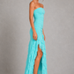 Women's off shoulder fitted midi dress with an elegant neckline, asymmetrical fringe hem, and figure-skimming silhouette, perfect for wedding guests, cocktail parties, evening events, and special occasions.