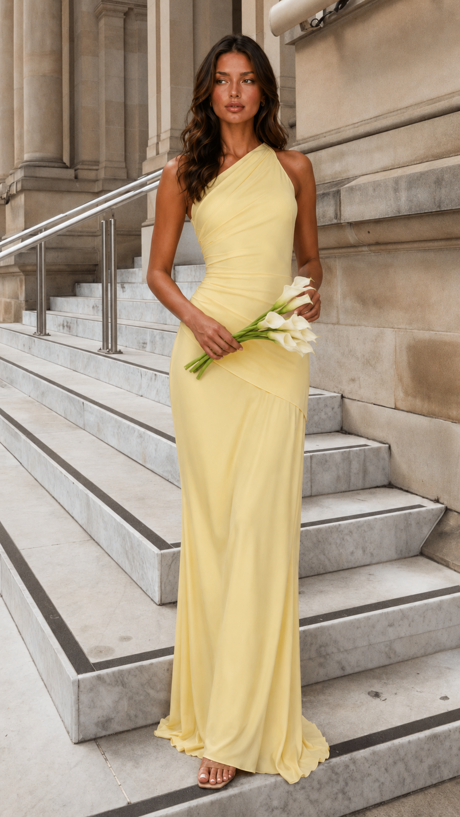 Women’s One-Shoulder Chiffon Corset Maxi Dress for Formal & Evening Wear