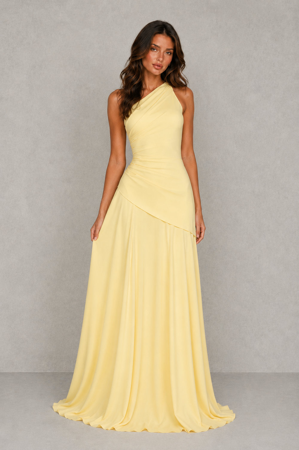 Women’s One-Shoulder Chiffon Corset Maxi Dress for Formal & Evening Wear