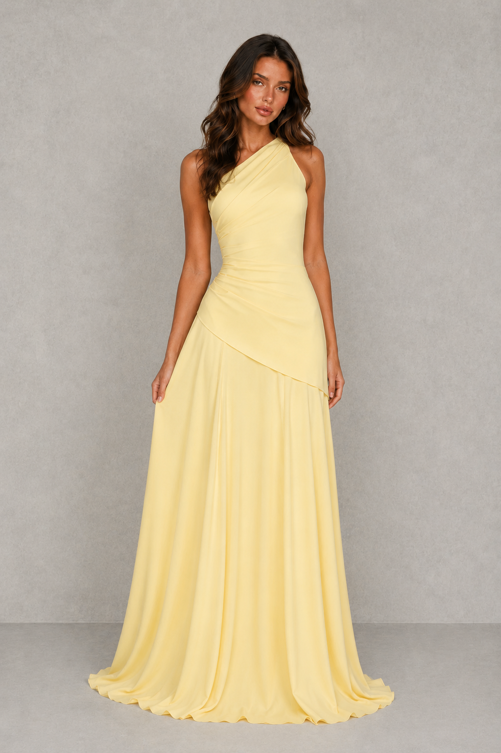 Women’s One-Shoulder Chiffon Corset Maxi Dress for Formal & Evening Wear