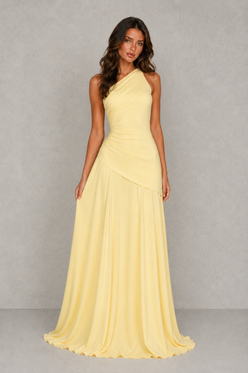 Women’s One-Shoulder Chiffon Corset Maxi Dress for Formal & Evening Wear