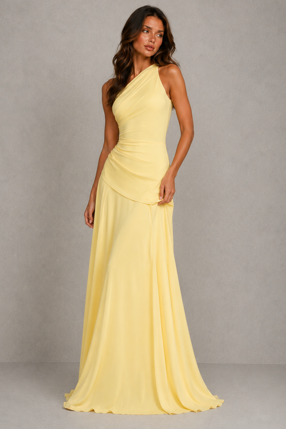 Women’s One-Shoulder Chiffon Corset Maxi Dress for Formal & Evening Wear