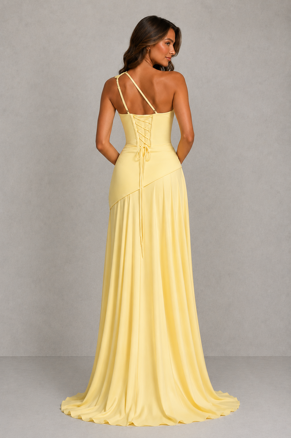 Women’s One-Shoulder Chiffon Corset Maxi Dress for Formal & Evening Wear