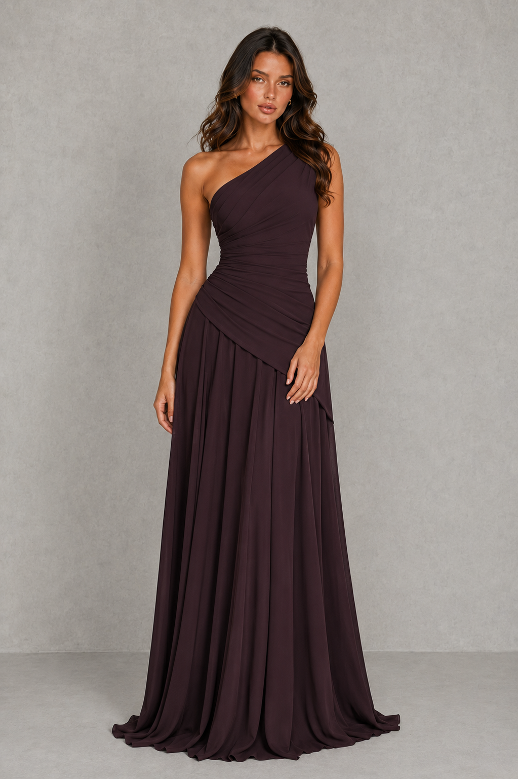 Women’s One-Shoulder Chiffon Corset Maxi Dress for Formal & Evening Wear