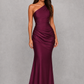 Women’s One-Shoulder Maxi Dress with Satin Skirt for Formal & Evening Wear