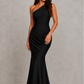 Women’s One-Shoulder Maxi Dress with Satin Skirt for Formal & Evening Wear