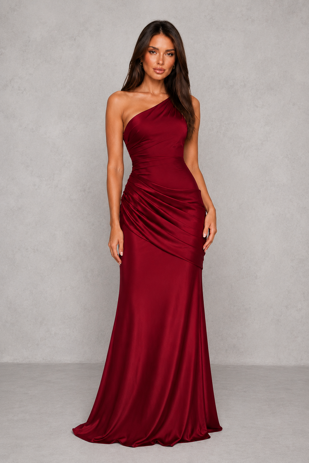 Women’s One-Shoulder Maxi Dress with Satin Skirt for Formal & Evening Wear