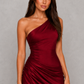 Women’s One-Shoulder Maxi Dress with Satin Skirt for Formal & Evening Wear